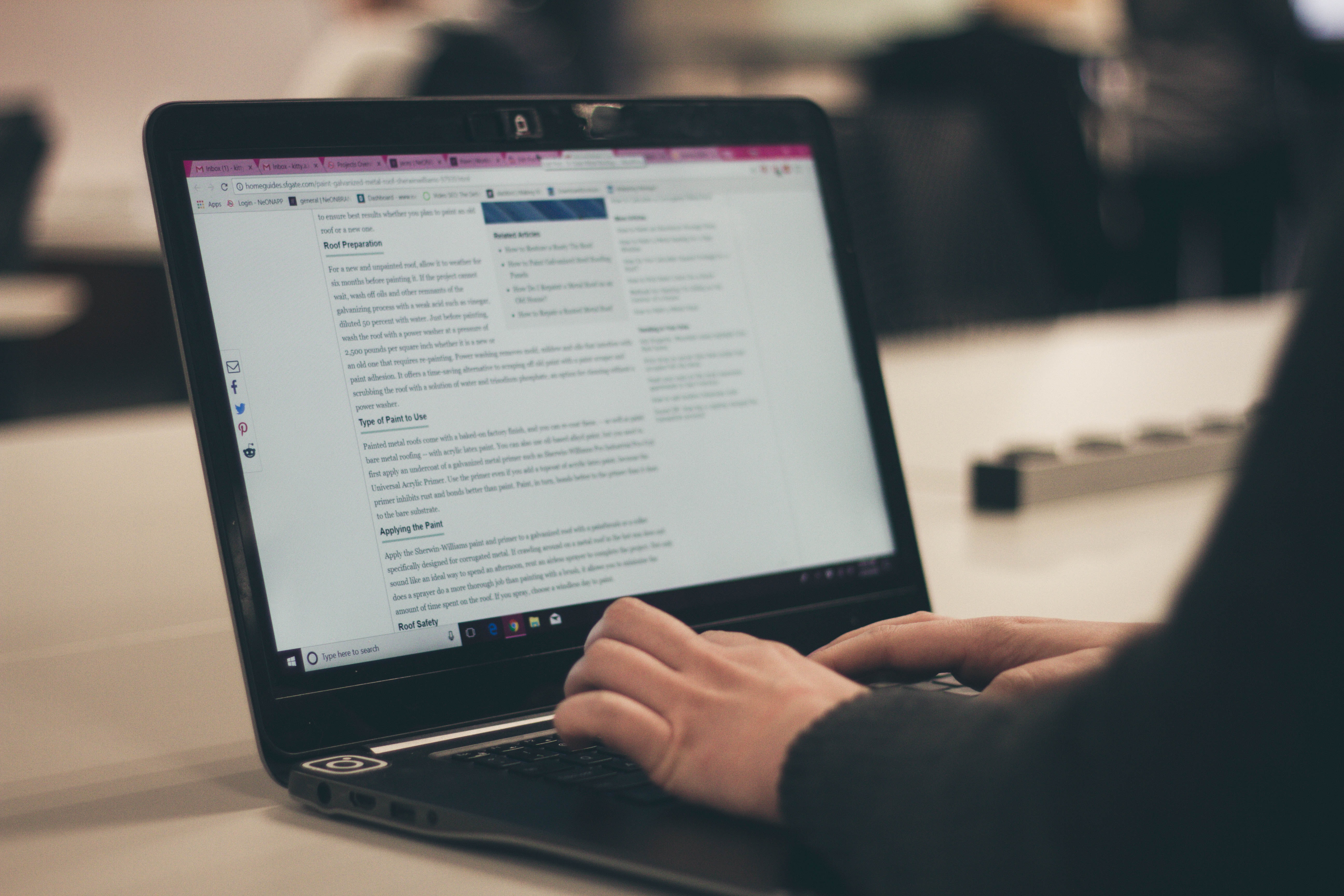 Person typing on a computer